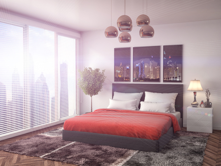Bedroom interior. 3d illustrationの写真素材