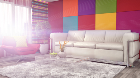 interior with sofa. 3d illustrationの写真素材