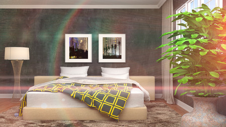 Bedroom interior. 3d illustrationの写真素材