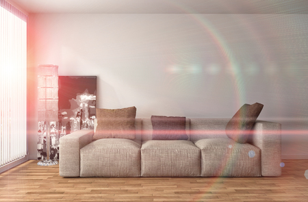 interior with sofa. 3d illustrationの写真素材