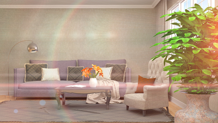 interior with sofa. 3d illustrationの写真素材