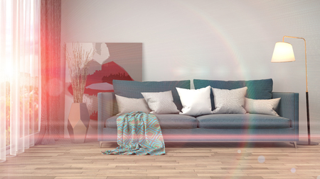 interior with sofa. 3d illustrationの写真素材