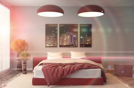 Bedroom interior. 3d illustrationの写真素材