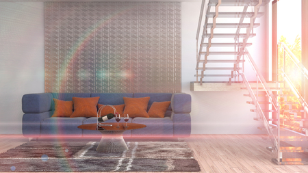 interior with sofa. 3d illustrationの写真素材