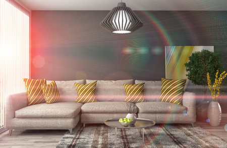 interior with sofa. 3d illustrationの写真素材