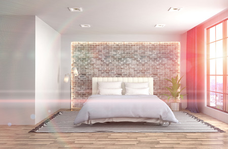 Bedroom interior. 3d illustrationの写真素材