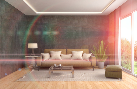 interior with sofa. 3d illustrationの写真素材