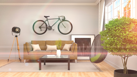 interior with sofa. 3d illustrationの写真素材