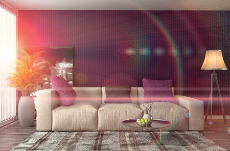 interior with sofa. 3d illustrationの写真素材