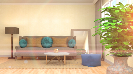 interior with sofa. 3d illustrationの写真素材
