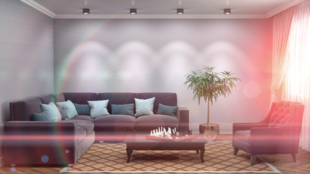 interior with sofa. 3d illustrationの写真素材