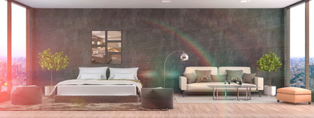 interior with sofa. 3d illustrationの写真素材