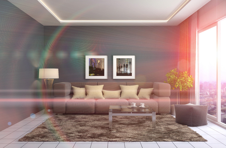 interior with sofa. 3d illustrationの写真素材