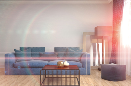 interior with sofa. 3d illustrationの写真素材