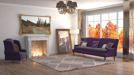 interior with sofa. 3d illustrationの写真素材