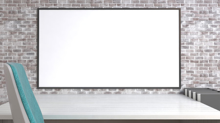 mock up poster frame in interior background. 3D Illustrationの写真素材