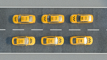 Taxi on the road. 3d illustrationの写真素材