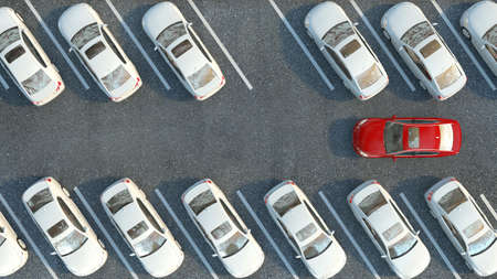 Many cars parked. 3d illustration