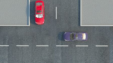 car on the road. 3d illustration