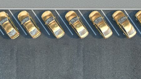 Many cars parked. 3d illustration