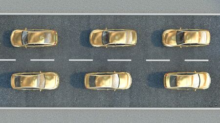 cars on the road. 3d illustrationの写真素材