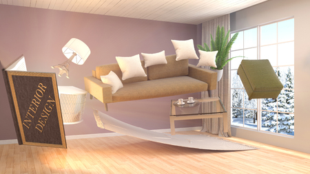 The concept of creating interior design. 3d illustrationの写真素材
