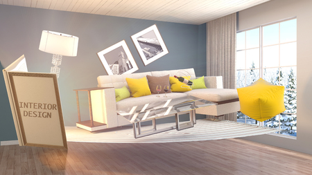 The concept of creating interior design. 3d illustrationの写真素材