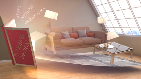 The concept of creating interior design. 3d illustrationの写真素材