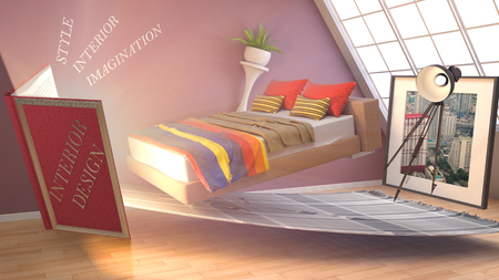 The concept of creating interior design. 3d illustrationの写真素材