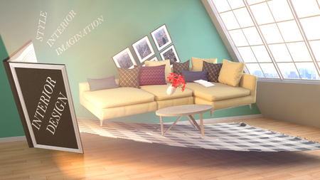 The concept of creating interior design. 3d illustrationの写真素材