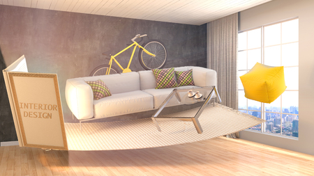 The concept of creating interior design. 3d illustrationの写真素材