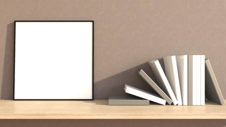 mock up poster frame in interior background. 3D Illustration