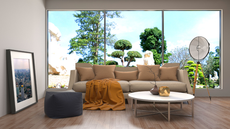 Interior living room. 3d illustrationの写真素材