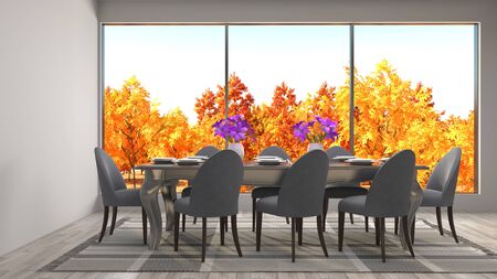 Interior dining area. 3d illustrationの写真素材