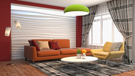 Interior living room. 3d illustrationの写真素材