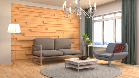 Interior living room. 3d illustrationの写真素材