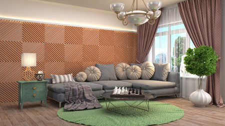 Interior living room. 3d illustrationの写真素材