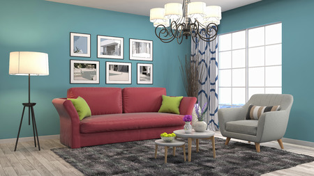 Interior living room. 3d illustrationの写真素材