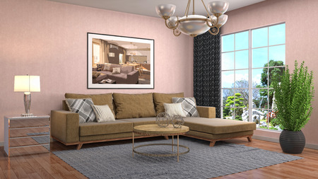 Interior living room. 3d illustrationの写真素材