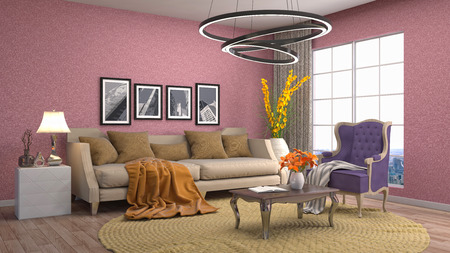 Interior living room. 3d illustrationの写真素材