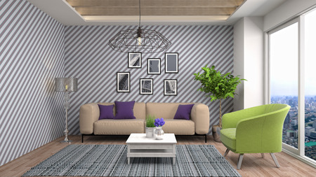 Interior living room. 3d illustrationの写真素材