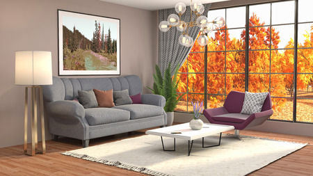 Interior living room. 3d illustrationの写真素材