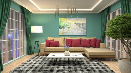 Interior living room. 3d illustration