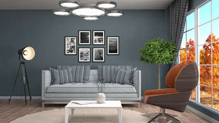 Interior living room. 3d illustration