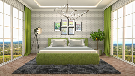 Bedroom interior. 3d illustrationの写真素材