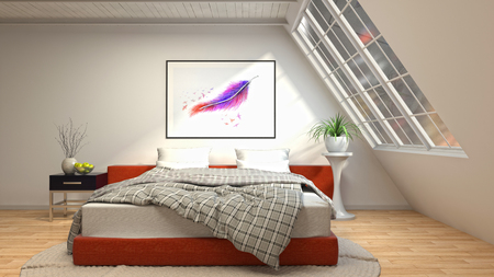 Bedroom interior. 3d illustrationの写真素材