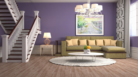 Interior living room. 3d illustrationの写真素材