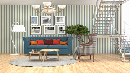 Interior living room. 3d illustrationの写真素材