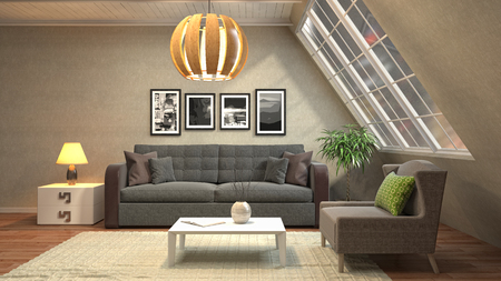 Interior living room. 3d illustrationの写真素材