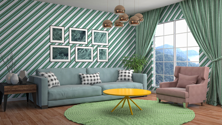 Interior living room. 3d illustrationの写真素材